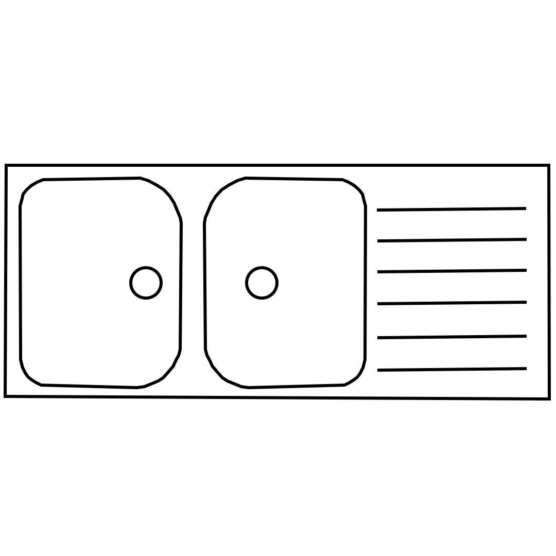 Evier 2 bacs + égouttoir