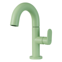 Slim mitigeur lavabo bas vert pastel