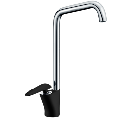 Galet mitigeur lavabo bec haut noir et chrome