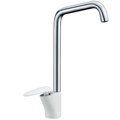 Galet mitigeur lavabo bec haut blanc et chrome