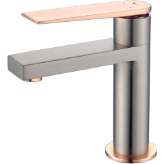 Allure mitigeur lavabo bas façon inox et or rose