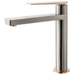 Allure mitigeur lavabo haut façon inox et or rose