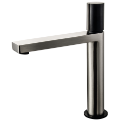 Exil mitigeur lavabo haut façon inox et noir