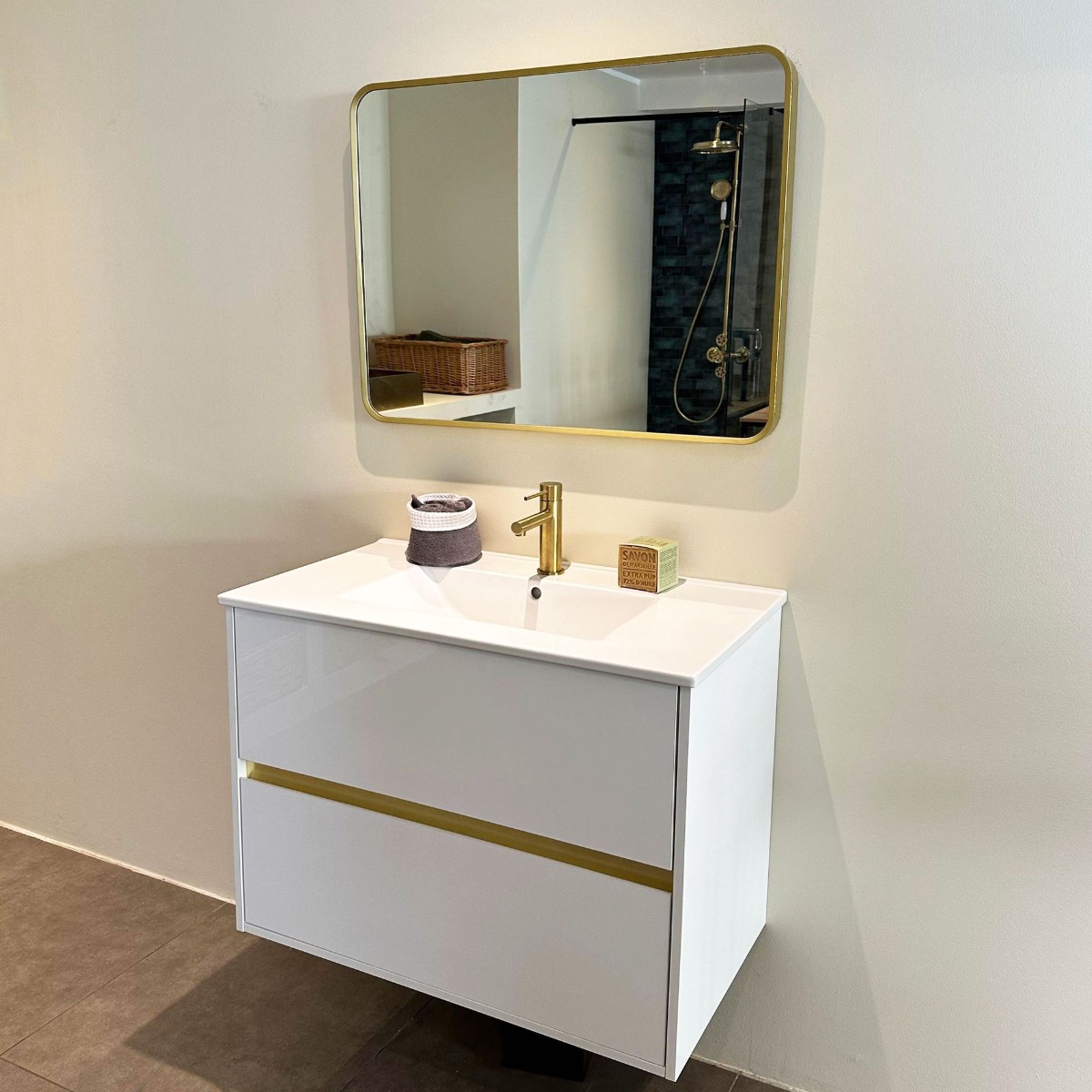 Meuble-lavabo Simple 30 Cm De Large Embassy Doré - Neuf Avec Finition élégante