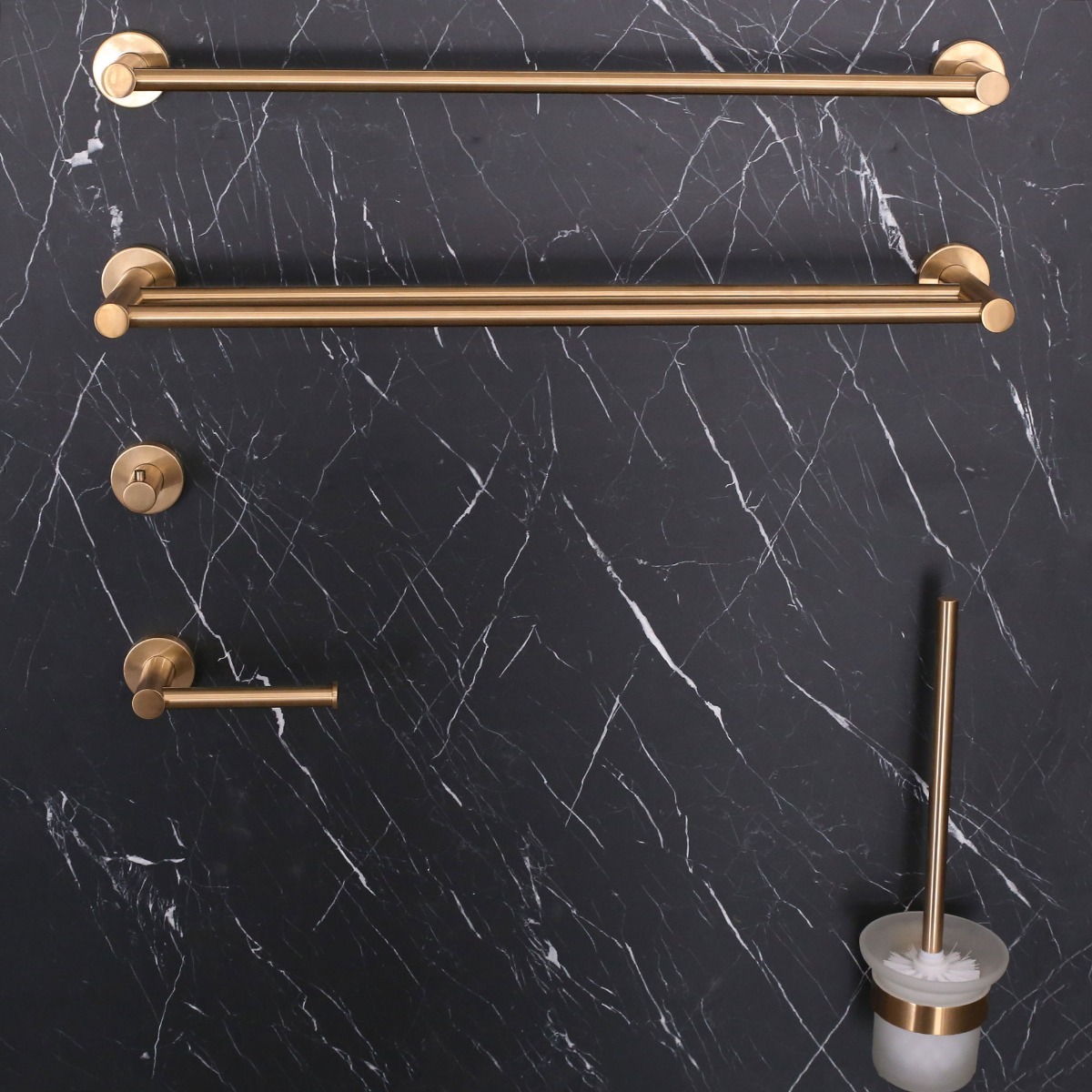 Porte-Serviettes Double Barre Flybath - Laiton Antique Bronze Brossé, 57 Cm, Fixation Murale