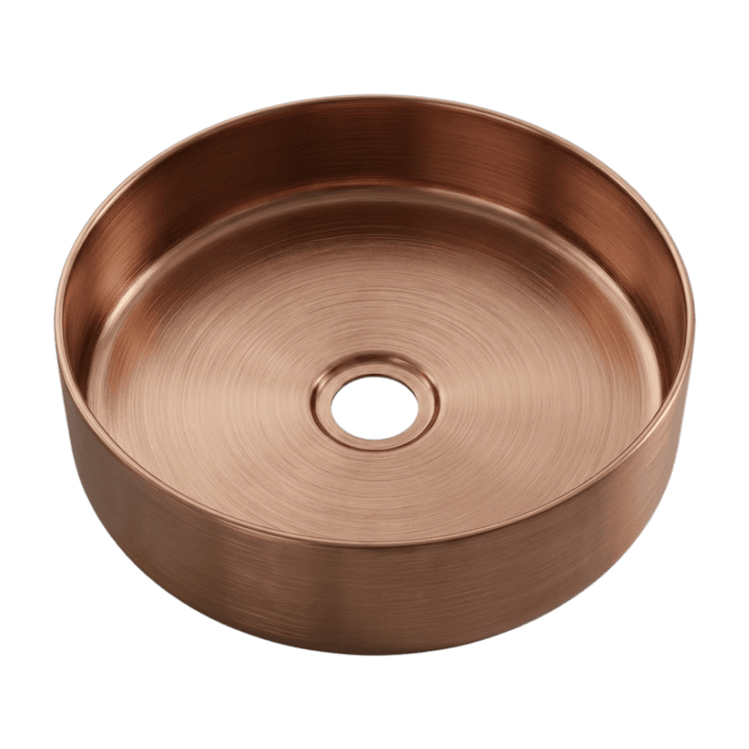 Essenox vasque à poser ronde 37.5cm en inox cuivre brossé
