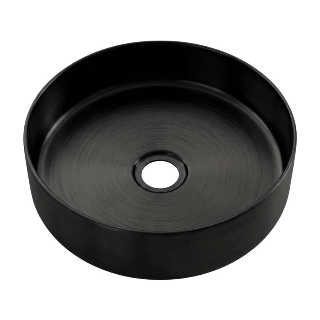 Essenox vasque à poser ronde 37.5cm en inox noir