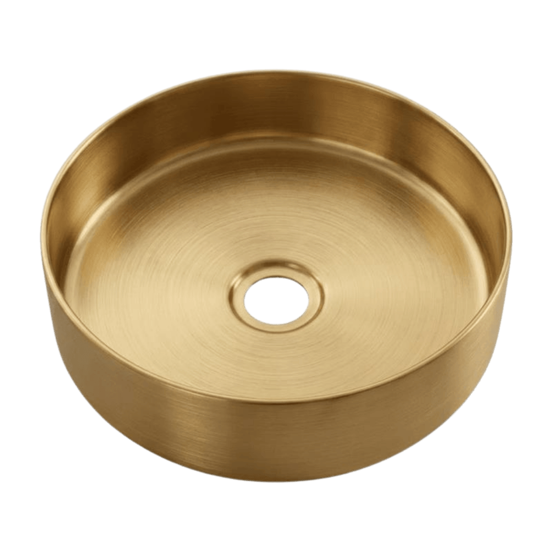 Essenox vasque à poser ronde 37.5cm en inox or brossé