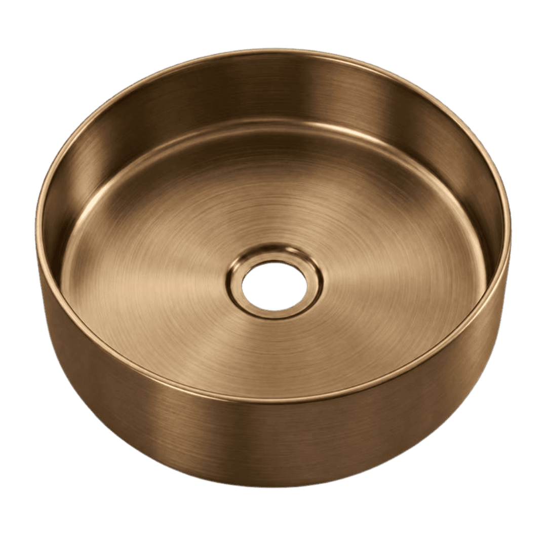 Essenox vasque à poser ronde 37.5cm en inox cuivre brossé