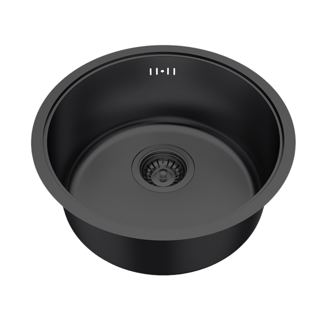 Essenox évier 1 cuve ronde 42.5cm en inox noir
