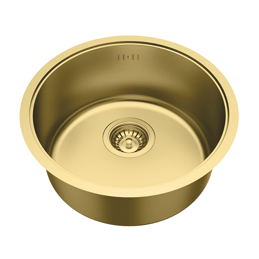 Essenox évier 1 cuve ronde 42.5cm en inox or brossé