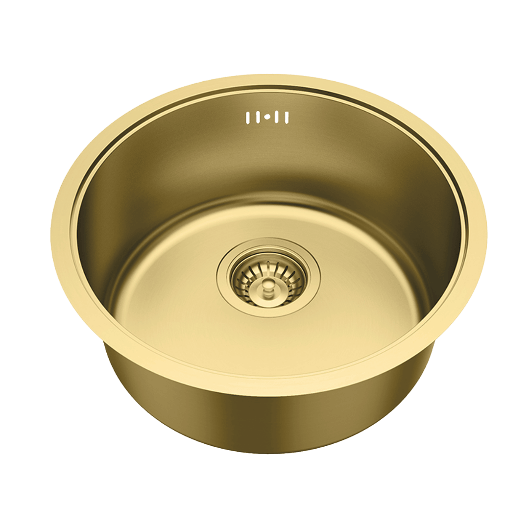 Essenox évier 1 cuve ronde 42.5cm en inox or brossé