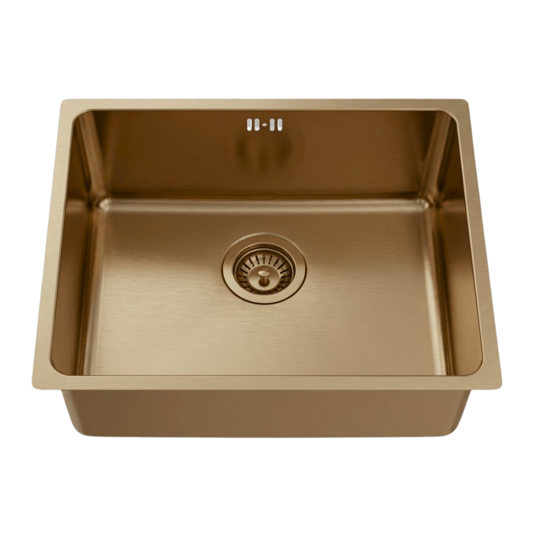 Inoxa évier 1 cuve seule 54x44 en inox cuivre brossé