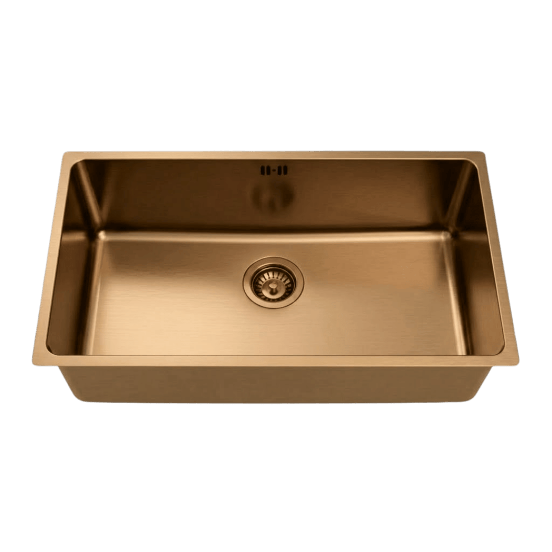 Inoxa évier 1 grande cuve seule 76x44 en inox cuivre brossé