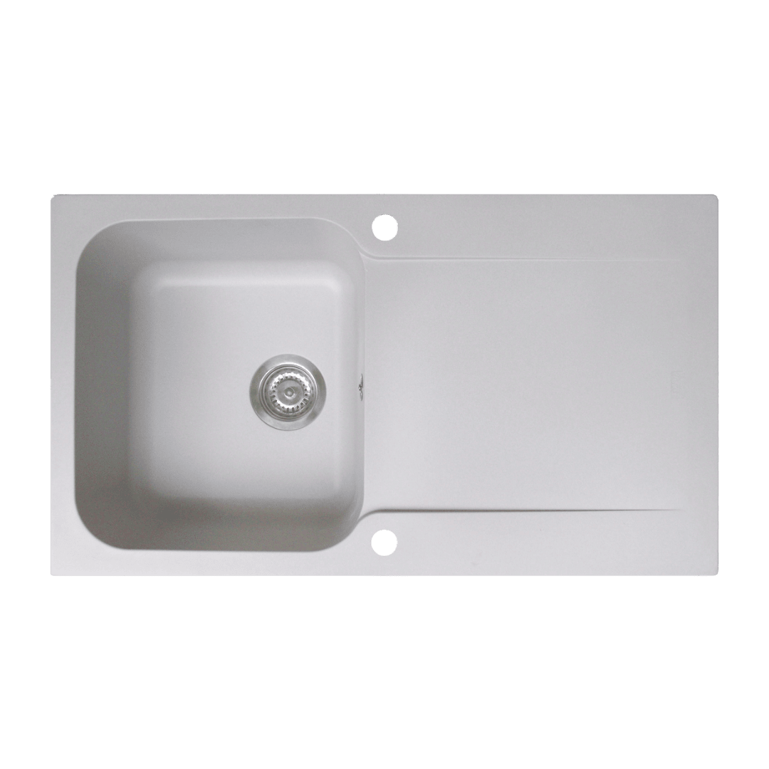 Lisse évier réversible 1 cuve 1 égouttoir en résine gris