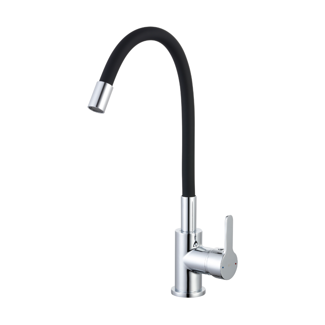 Mémory mitigeur évier chrome avec flexible à mémoire de forme 