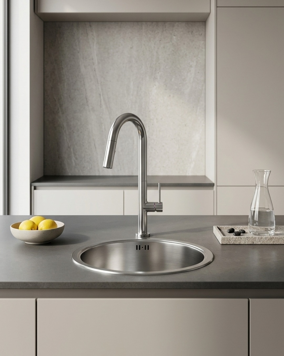 Découvrez notre gamme Essenox, des éviers ronds qui apportent une touche contemporaine à votre cuisine ! 🔥  En acier inoxydable, il peut être à la fois posé, encastré ou bien installé sous plan de travail 🪚  Sa cuve profonde, sa plaque anti-bruit et son vidage automatique vous assureront confort d’utilisation, silence et praticité au quotidien ☀️  #democratikdesign #essebagno #nouveaute #kitchen #sinkinstallation #cuisinesurmesure