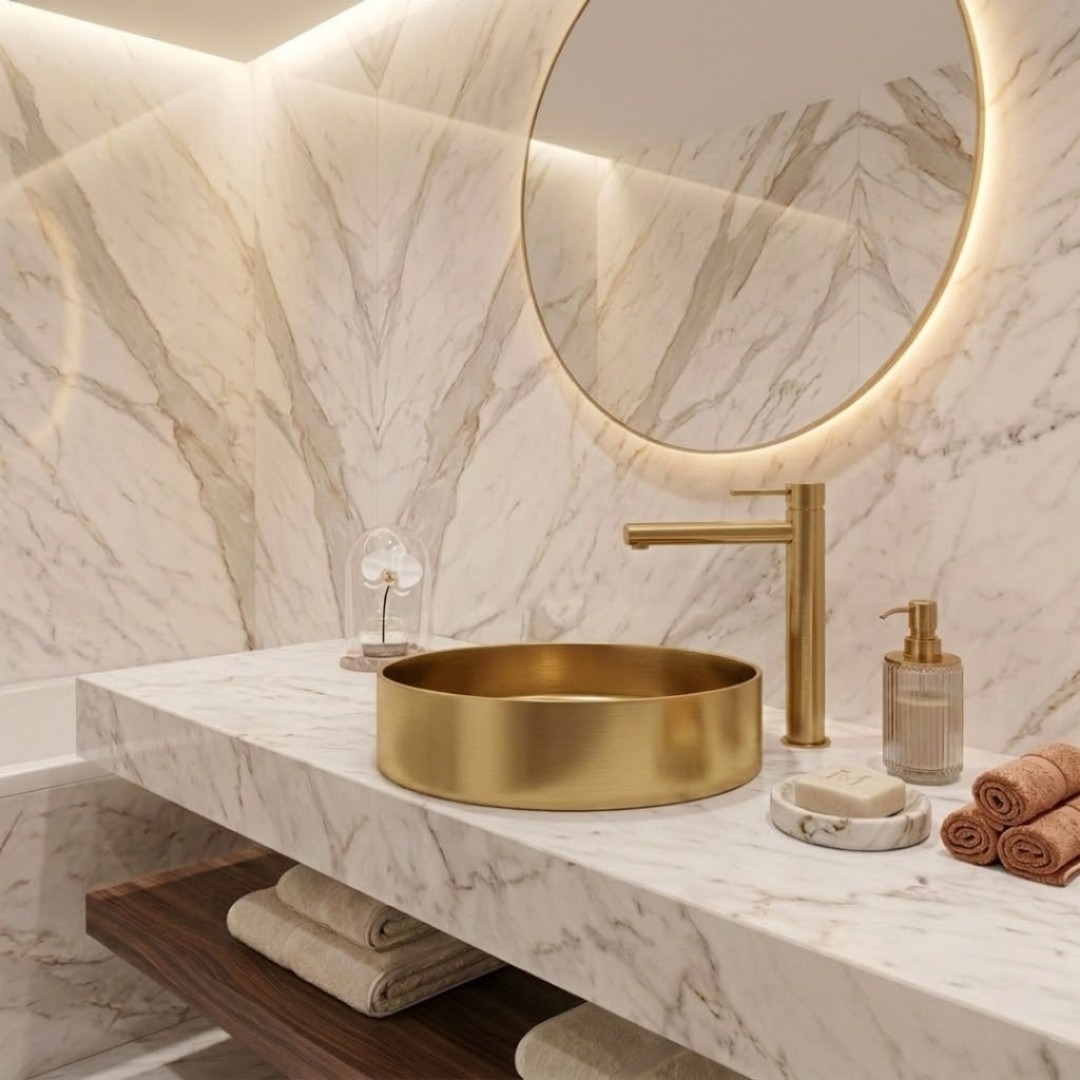 Faites place à la vasque ronde en inox à poser Essenox, qui apportera une touche chaleureuse et élégante à votre salle de bain ! ⭐  Avec son design moderne et ses 4 finitions différentes (or et cuivre brossé, noir, chrome), elle apporte un vrai + au niveau du caractère et du raffinement de votre espace ! ✨  Robuste et facile à entretenir, elle est parfaite pour une installation simple et un usage confortable au quotidien 🙌  Retrouvez ces 4 vasques directement sur notre site 💻  #democratikdesign #essebagno #newlaunch #bathroomdecor #bathroomdesign #lavabo #robinetterie #salledebain