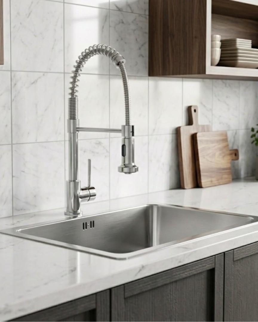 Notre gamme "Plimo" comme vous ne l'avez jamais vue auparavant ! 😮  Mise en lumière dans divers décors de cuisine, notre mitigeur rayonne par sa pluralité de couleurs (6 au total) qui permettent de s'adapter à tous les styles 🌈  Installé en 1 minute chrono, ce mitigeur possède une douchette mobile ultra pratique  qui transformera le nettoyage de votre évier et de vos aliments en un jeu d'enfant !  Vous pouvez bien entendu retrouver ces mitigeurs, ainsi que les éviers de ces photos, sur notre site 💻   #essebagno #democratikdesign #robinetterie #mitigeur #évier #sink #faucet #kitcheninterior #kitchenstyle #decocuisine