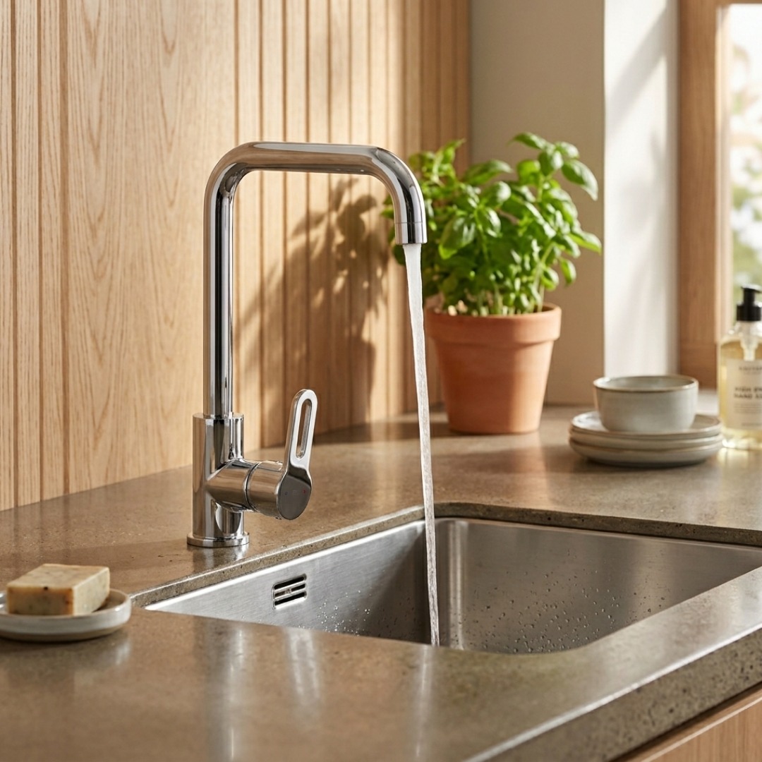Si vous recherchez un robinet robuste et design, optez pour le Baltic ! ⭐  Un mitigeur de cuisine moderne, facile d'installation avec son système de fixation facile et sans aucun outil !🤚  Egalement équipé d'un limiteur de débit à l'ère où l'écologie se doit d'être mise en avant, ce mitigeur est donc pratique mais aussi très esthétique ✨  Retrouvez le sous ses 4 couleurs directement sur notre site !  #democratikdesign #essebagno #kitcheninspiration #Cuisine #homedeco #decoration #sink #faucet #mitigeur